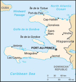 Outline map of Haiti.